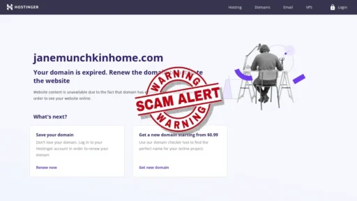 Scam Website Screenshot Janemunchkinhome.com