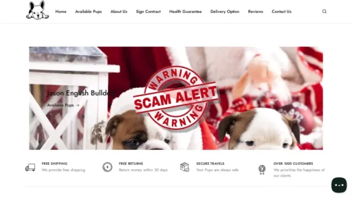 Scam Website Screenshot Jasonenglishbulldog.com