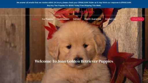 Scam Website Screenshot Joangoldenretrieverpuppies.com