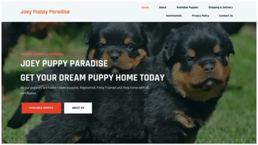 Scam Website Screenshot Joeypuppyparadise.shop