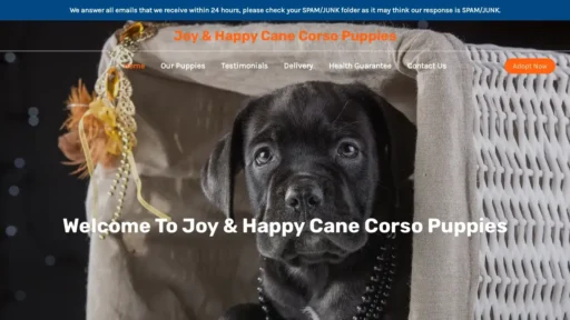 Scam Website Screenshot Joyandhappycanecorsopuppies.com