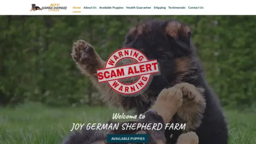 Scam Website Screenshot Joygermanshepherdfarm.com
