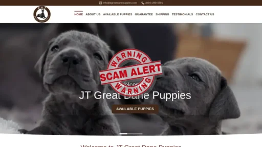 Scam Website Screenshot Jtgreatdanepuppies.com
