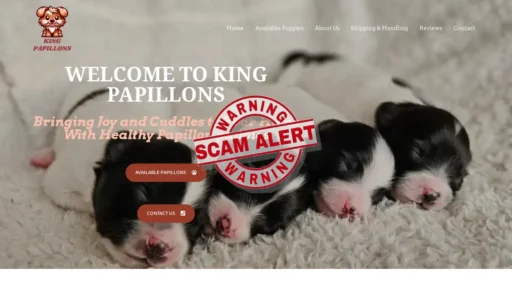 Scam Website Screenshot Kingpapillons.com