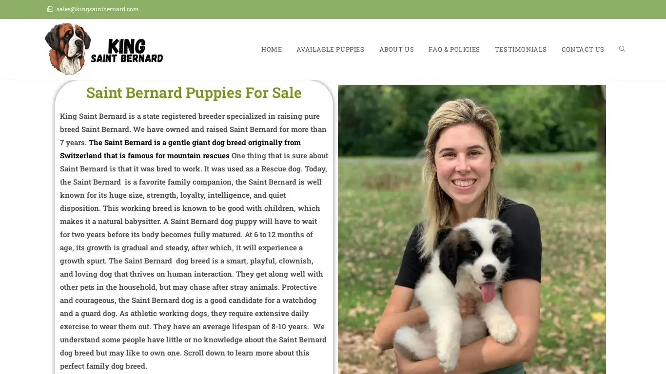 is King Saint Bernard – Licensed Saint Bernard Breeders legit? screenshot