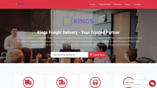 Scam Website Screenshot Kingsfreightdelivery.com