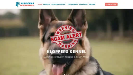 Scam Website Screenshot Klopperskennel.co.za