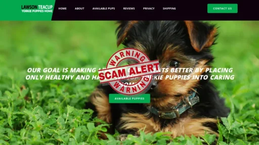 Scam Website Screenshot Lawsonteacupyorkiepuppieshome.com