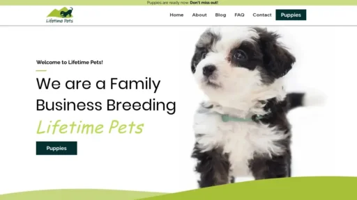 Scam Website Screenshot Lifetimepetdogs.com