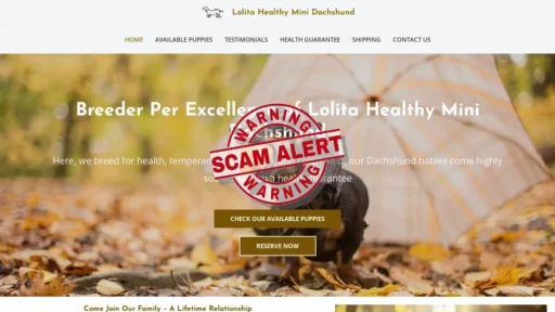 Scam Website Screenshot Lolitahealthyminidachshund.com