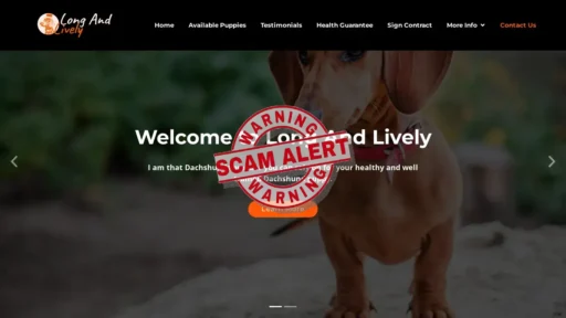 Scam Website Screenshot Longandlively.com