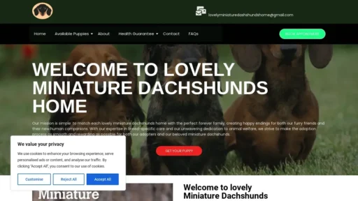 Scam Website Screenshot Lovelyminiaturedachshundshome.com
