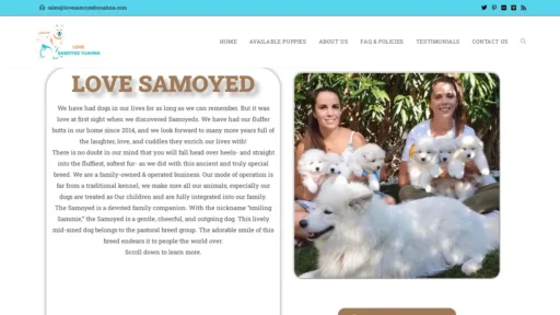 Scam Website Screenshot Lovesamoyedsyuahna.com
