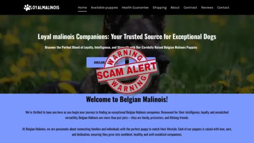Scam Website Screenshot Loyalmalinois.com