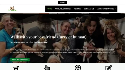 Scam Website Screenshot Luckysmallpawrescue.com