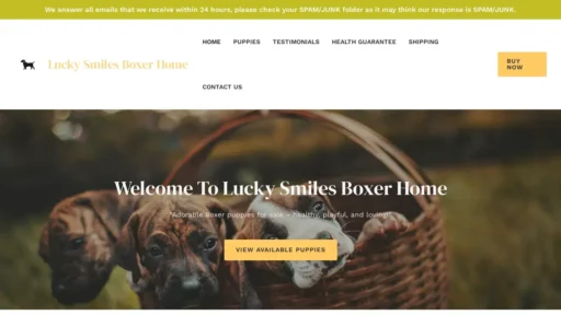 Scam Website Screenshot Luckysmilesboxershome.com