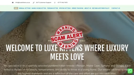Scam Website Screenshot Luxekittens.co.za