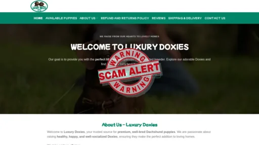 Scam Website Screenshot Luxurydoxies.com