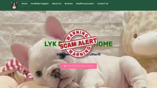 Scam Website Screenshot Lykfrenchies.com