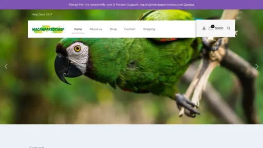 Scam Website Screenshot Macawparrotshop.com