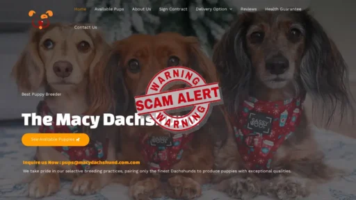 Scam Website Screenshot Macydachshund.com