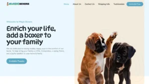 Scam Website Screenshot Magicboxerpuppies.com