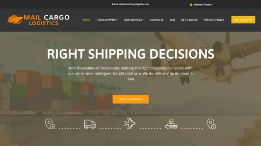 Scam Website Screenshot Mailcargologistics.com