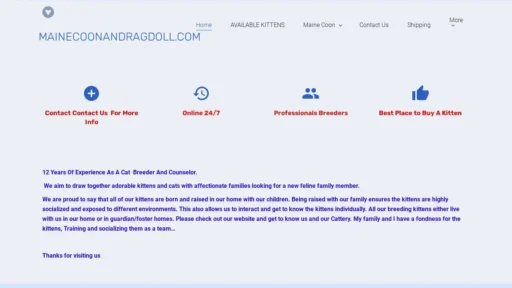 Scam Website Screenshot Mainecoonandragdoll.com