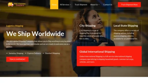 Scam Website Screenshot Mainexpresshipper.com