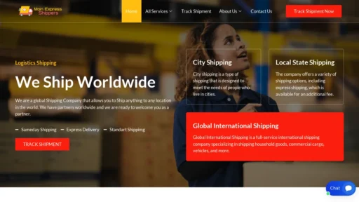 Scam Website Screenshot Mainexpressshippers.com