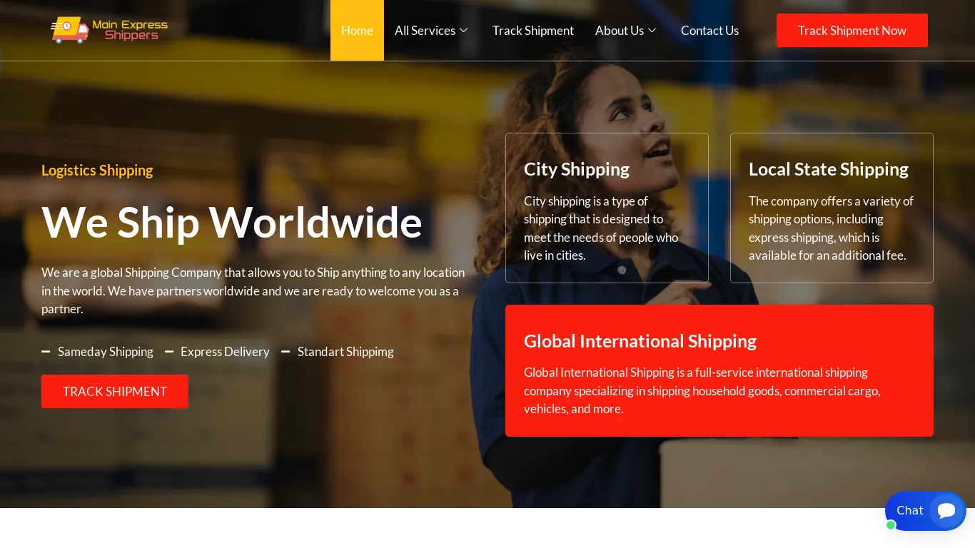 is Main Express Shippers – We are a global Shipping Company that allows you to Ship anything to any location in the world. We have partners worldwide and we are ready to welcome you as a partner. legit? screenshot