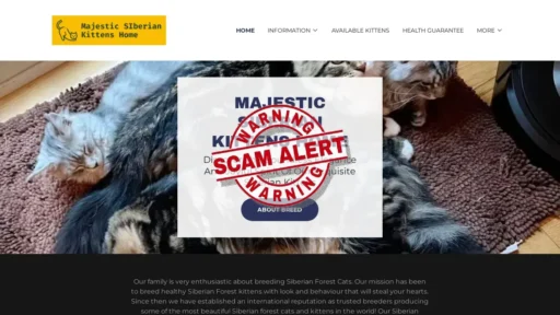 Scam Website Screenshot Majesticsiberiancats.com