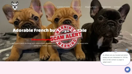 Scam Website Screenshot Masonfrenchbulldogs.com