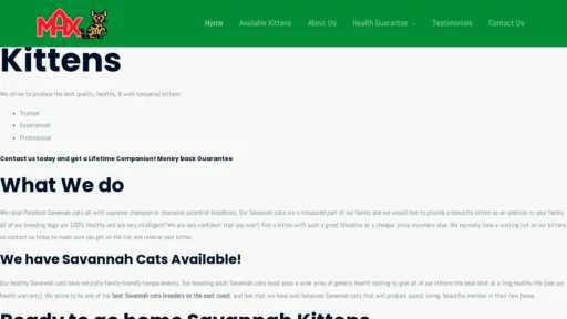 Scam Website Screenshot Maxsavannahkittens.com