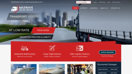 Scam Website Screenshot Maxxwavedelivery.com
