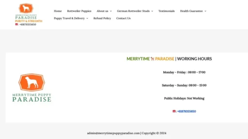 Scam Website Screenshot Merrytimepuppyparadise.com