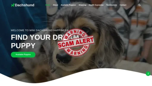 Scam Website Screenshot Minidachshundhappiness.shop