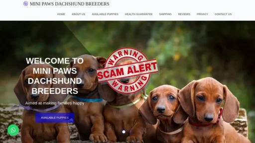 Scam Website Screenshot Minipawsdachshundbreeders.com