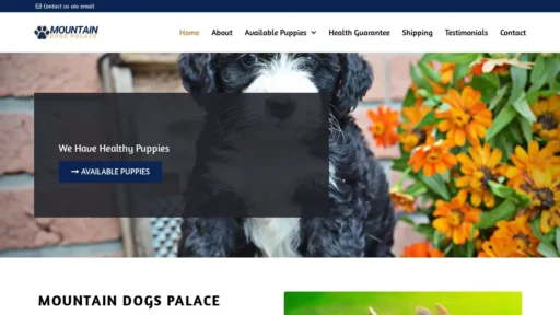 Scam Website Screenshot Mountaindogspalace.com