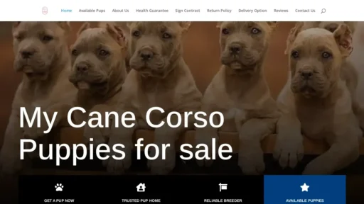 Scam Website Screenshot Mycanecorsopuppies.com