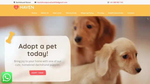 Scam Website Screenshot Mydachshundhaven.com