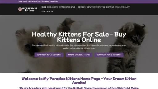 Scam Website Screenshot Myparadisekittens.com