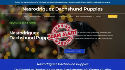 Scam Website Screenshot Nasrodriguezdachshundpuppies.com