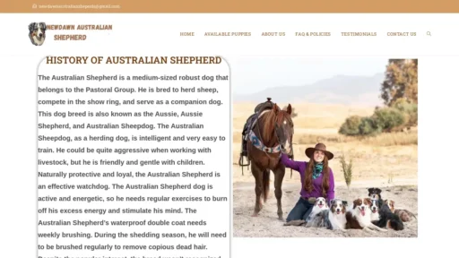 Scam Website Screenshot Newdawnaustralianshepherd.com