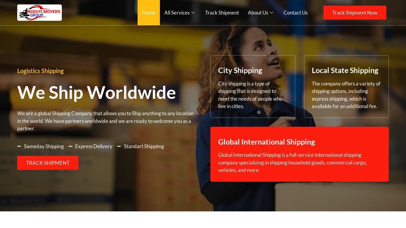 is Ngeuyi Movers Group – We are a global Shipping Company that allows you to Ship anything to any location in the world. We have partners worldwide and we are ready to welcome you as a partner. legit? screenshot