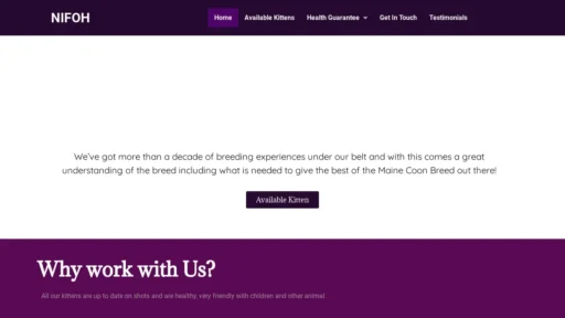 Scam Website Screenshot Nifohmainecoon.com