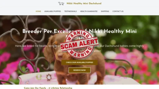 Scam Website Screenshot Nikkihealthyminidachshund.com