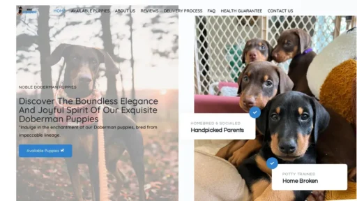 Scam Website Screenshot Nobledobermanpuppies.com
