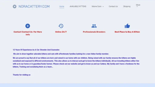 Scam Website Screenshot Noracattery.com