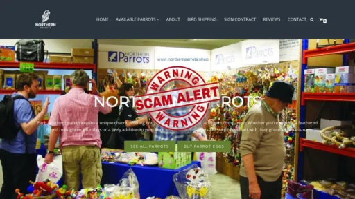 Scam Website Screenshot Northernparrots.shop